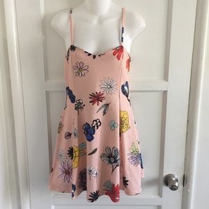 Zara Trafaluc Pink Floral Fit & Flare Mini Dress Size Small